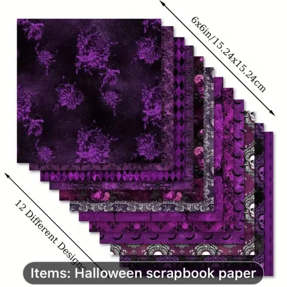 (3 for $20)Halloween Scrapbook Paper Pad - 12 Sheets, 6x6 Inch - Picture 3 of 5